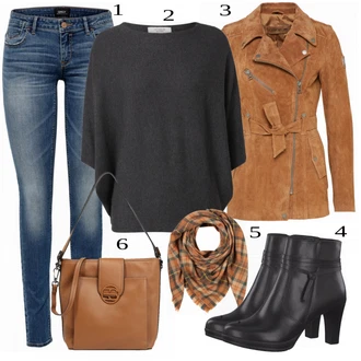 Outfit s Červená Pletený Oděv Kardigan CODELLO "In Trendy Podzimní Outfit"