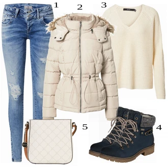 Outfit s Černá Šněrovací Bota/Zimní bota/Nízká bota na podpatku/Kozačka Šněrovací Kotníková Bota Rieker "In Trendy Podzimní Outfit"