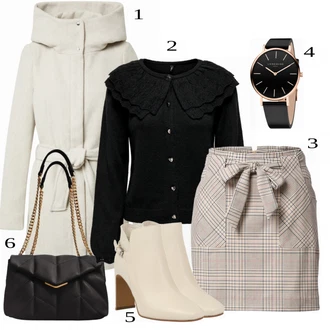 Krátká/mini Outfit s Šedá Sukně Naf Naf "Outfit na podzim"