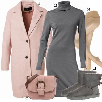 so sponou Outfit s Šedá Pantofle z jehněčí kůže/Zimní bota/Kozačka Ovčí Kožešinová Bota/Nízká bota na podpatku UGG "Trendový podzimní outfit"
