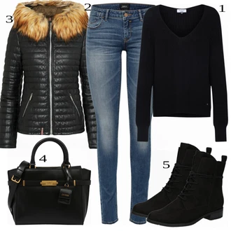 outfit mit Črna Usnjena Jakna Oakwood "1"