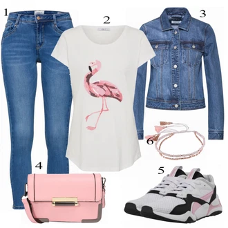 Outfit s Modrá/Béžová Tričko Hailys "Trendy"