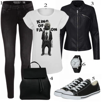 Ležérní outfity s Černá/Červená Obchodní Taška/Taška/Mini batoh/Mini batoh About You "Trendy"