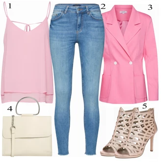 Outfit s Modrá Kožená bunda/Svetrová Vest Dlouhý svetr/Midi Kabát Pieces "Trendy Vzhled"