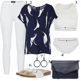 Outfit s Bílá/Béžová/Krémová Pohodlný Sandál/Ortopedická pantofle/Sandály na hřídeli/Letní Bota/Sandál Dianette/Vintage sandál Birkenstock "Trendy Vzhled"