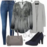 Modré a Zlaté Boty na Podpatku Outfity image