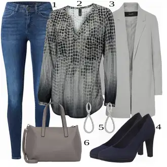 Outfit s Modrá Bota Na Podpatku MARCO TOZZI "Business Look pro ženy"