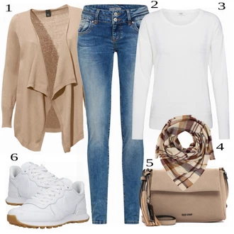 Outfit s Šedá/Bílá Pletený Oděv JdY "Příjemný vzhled pro volný čas"