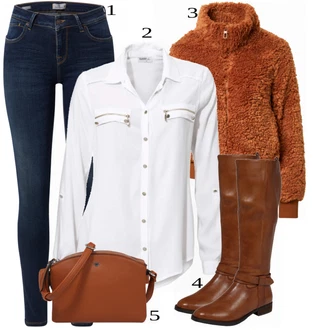Outfit s Šedá Dlouhé Kardigany/Tunika/Zvonová Kalhoty/Dlouhý Zimní Kabát/Dlouhá tylová sukně/Košile Heine "Tvůj módní vzhled"