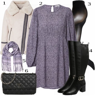 Outfit sa Crna Obuća Čizmica Guess "Tvoj zimski outfit"