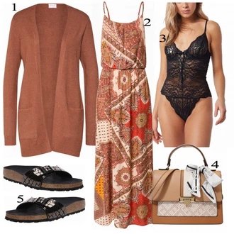 Outfit s Šedá/Černá Tělo Lascana "Dovolená"
