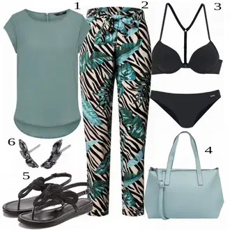 Outfit s Černá/Hnědá/Bílá Pletený Sandál/Sandál se třpytkami/Sandál Dianette/Letní Bota/Sandál S T Páskem Lascana "Dovolenkový Outfit"