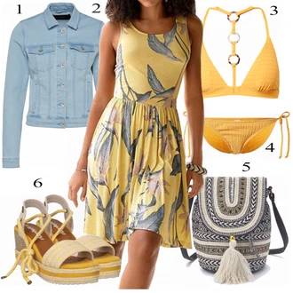 Outfit s ?lutá Plavky HUNKEMÖLLER, ?lutá Plavky HUNKEMÖLLER "Dovolenkový Outfit"