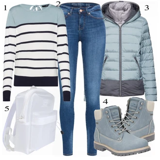 Outfit s Šedá Zimní bota/Šněrovací bota Tom Tailor "VERO MODA"
