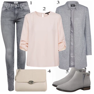 Outfit s Šedá Kozačka S.Oliver "VERO MODA Blůza"