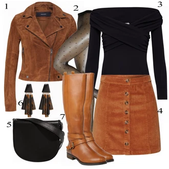 Puntíkatý Outfit s Šedá/Růžová/Tmavě šedá/Béžová Punčocháče/Třpytivý punčocháč Falke "VERO MODA Kožená bunda"