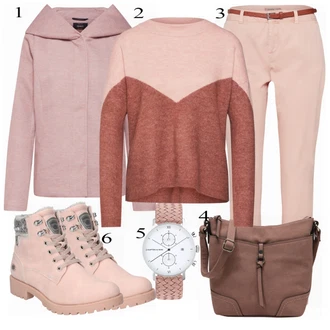 Outfit s Šedá/Fialová/Hnědá/Béžová Bunda s Kapucí/Fleecová Bunda Pletená Fleecová Bundy/Merino bunda/Vlněná Bund/Udržitelná bunda Only "VERO MODA Svetr"