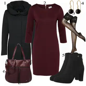 Outfit s Černá Přechodový Kabát/Softshellový Kabát/Kabát s Kapucí/Lodenový kabát/Scuba Kabát Only "VILA Jerseyové šaty"
