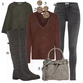 Outfit s Modrá Kozačka Tamaris "VILA Pullover"