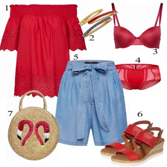 Outfit s Světle Modrá/Modrá Košile Džínový Šortky/Lněný kraťas/Papírové Šortky VERO MODA "Vero Moda"