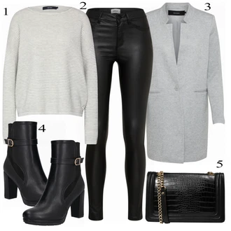 Outfit s Černá/Šedá/Tmavě modrá Přezková bota/Sandál se suchým zipem/Rybářská sandála/Dřevák & pantofle s vyměnitelnou stélkou/Bota S Kolečkem/Sandál Na Podpatku/Uzavřený Sandál About You "Vero Moda Blazer"