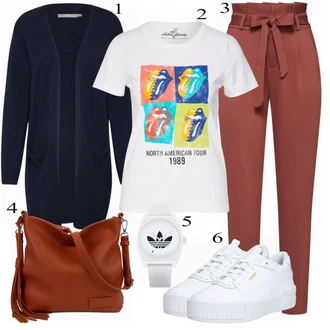 Outfit s Modrá/Fialová/Tmavě modrá Pletenina veľkej veľkosti/Kraťas pro plnoštíhlé B.young "Vero Moda Kalhoty"