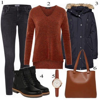 Outfit s Černá Bota Kozačka Bullboxer "Vero Moda Svetr"