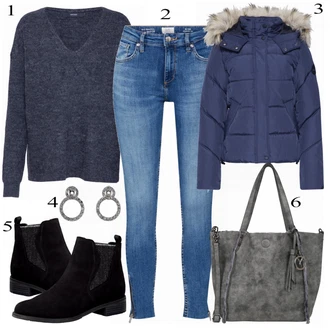 Outfit s Černá Kozačka MARCO TOZZI "Vero Moda Svetr"