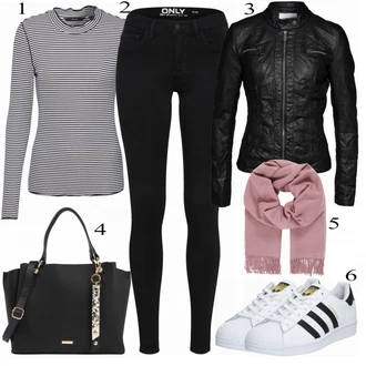 Stojáček Outfit s Černá/Červená Motorkářské Bund/Kožené Bund/Motorkářská bunda/Bunda z Umělé Kůže Only "Vero Moda Košile"