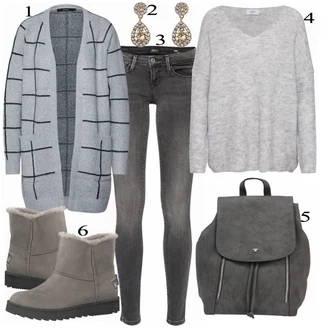 Outfit s Šedá Kozačka S.Oliver "Vero Moda Svetr"