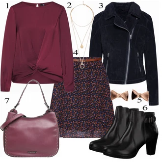 Outfit s Modrá/Černá Kozačka Tamaris "Vero Moda Blůza"