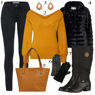 Outfit s Žlutá/Hnědá Sveter Jednoduchý Svetr/Basic Svetr/Vintage svetr/Vlněný Svetr/Kašmírový Svetr/Svetr Niki/Pletený Svetr JdY "Vila Bunda"