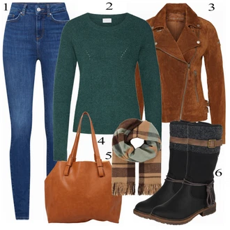 Outfit s Modrá Kozačka Rieker "Vila Pullover"