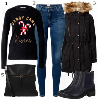 Outfit s Modrá Kozačka Tamaris "Vánoční Outfit"
