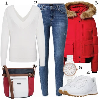 Outfit s Červená Bunda Zimní Bund Superdry "Zimní Outfit"