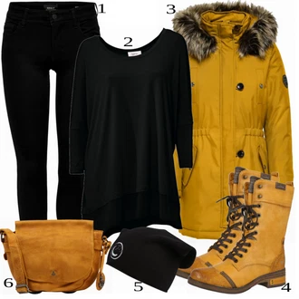 outfit mit Rumena Čevlj Škorenj Mustang "1"