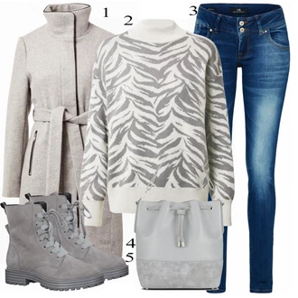 Outfit s Šedá Kozačka Tamaris "Zimní volnočasové oblečení"