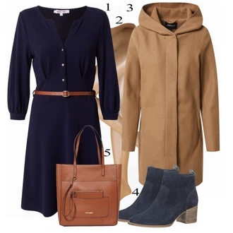Outfit s Tmavě Modrá/Modrá Košilové šaty/Šaty s Páskem About You "Zimní volnočasové oblečení"