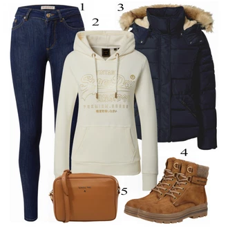 Outfit s Šedá Superdry "Zimní Oblečení"