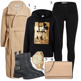 Outfit s Černá Mikina s kapucí Trendyol "Zimní Oblečení"