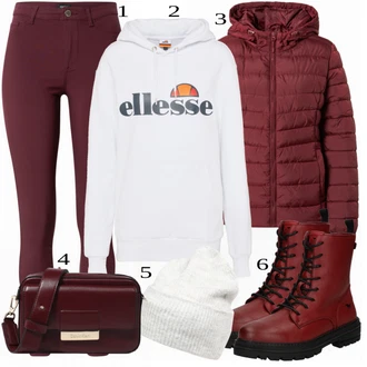 Outfit s Šedá/Bílá/Krémová/Světle šedá/Stříbrný Čepice/Zimní čepice About You "Outfit na podzim"