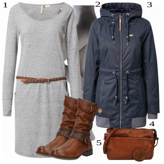 Outfit s Šedá Šaty Ragwear "Zimní styl"