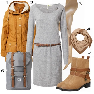 Outfit s Šedá Šaty Ragwear "Zimní styl"