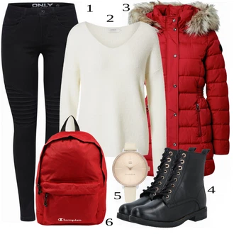 Dlouhé Outfit s Černá Kalhoty/Midi Kabát/Vest Dlouhý svetr Only "Zimní styl"