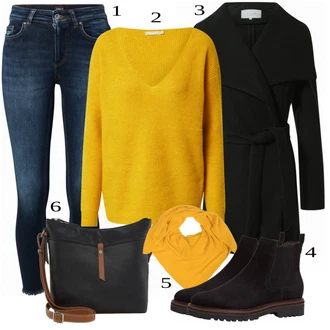 Outfit s Černá Dlouhé Šaty/Dlouhá tylová sukně/Dlouhý Zimní Kabát/Doplňek/Taška Tom Tailor "Zimní Ležérní Outfit"