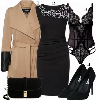 Outfit s Zelená/Oranžová/Černá/Hnědá/Žlutá Pouzdrová Šat/Šaty Bez Rukávů/Žerzejové Šaty/Šaty Niki/Šaty S Rovným Střihem/Společenské šaty pro hosta/Úzké Šaty/Pouzdrové Šaty/Občanské šaty Kaffe "Zimní večerní outfit"