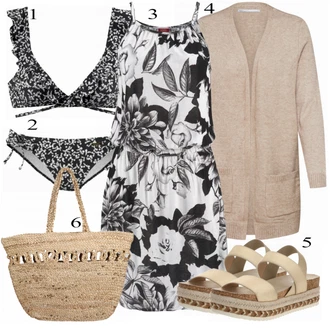 Festival Outfit s Béžová/Šedá/Hnědá Móda Pro Plnoštíhlou Pletenina veľkej veľkosti Only "Letní Outfit"Look: Den na pláži, Koncert, Chatky, Festival, Škola