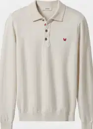 Beige Polo-Pullover