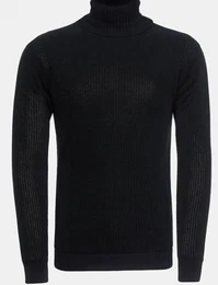 Schwarze Rollkragenpullover für Männer