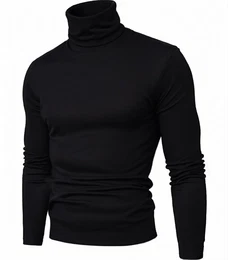 Schwarze Rollkragenpullover für Männer